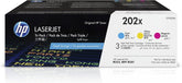 HP 202X Cyan, Magenta, Yellow High-Yield Toner Cartridge Printers (3-Pack) | Works with Color LaserJet Pro M254, Color LaserJet Pro MFP M281 Series | CF500XM