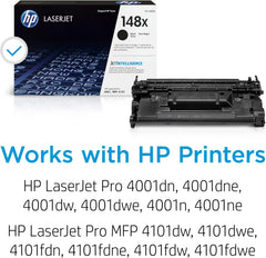HP Original 148X Black LaserJet Toner Cartridge | This Cartridge Works LaserJet Pro 4001, MFP 4101 | W1480X