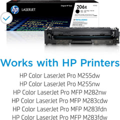 HP 206X Black Toner Cartridge | Works with Color LaserJet Pro M255, MFP M282, M283 Series | W2110X